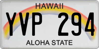 HI license plate YVP294