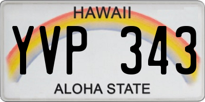 HI license plate YVP343