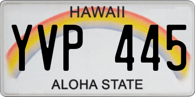 HI license plate YVP445