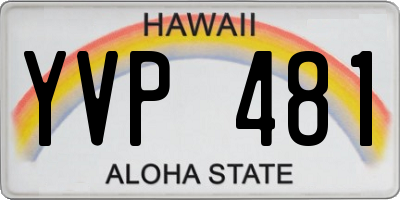 HI license plate YVP481