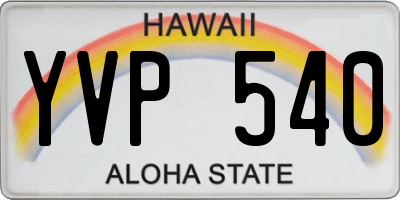 HI license plate YVP540