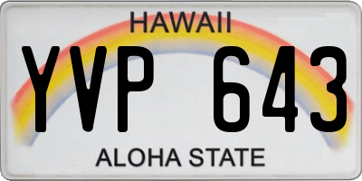 HI license plate YVP643