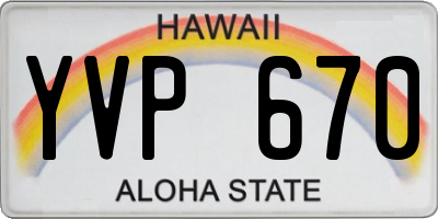HI license plate YVP670