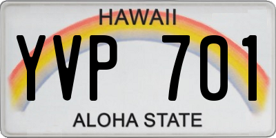 HI license plate YVP701