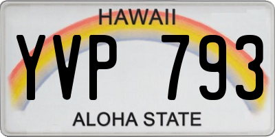 HI license plate YVP793