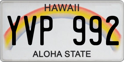 HI license plate YVP992