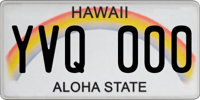 HI license plate YVQ000