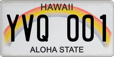 HI license plate YVQ001