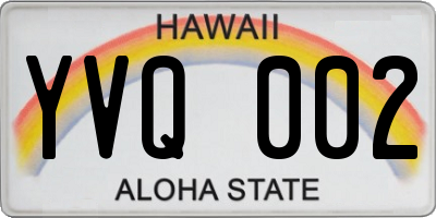 HI license plate YVQ002