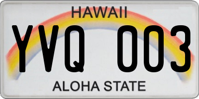 HI license plate YVQ003