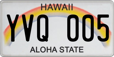 HI license plate YVQ005