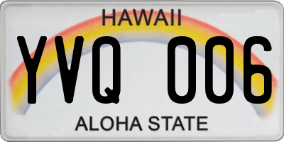 HI license plate YVQ006