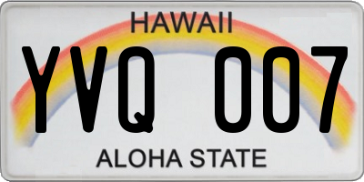 HI license plate YVQ007