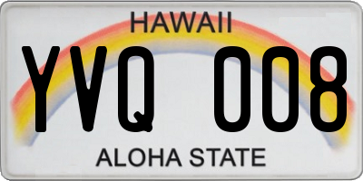 HI license plate YVQ008