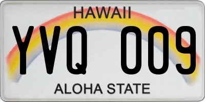 HI license plate YVQ009