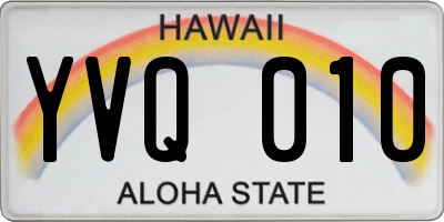 HI license plate YVQ010