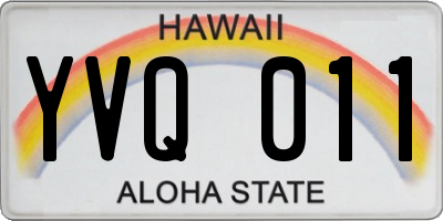 HI license plate YVQ011