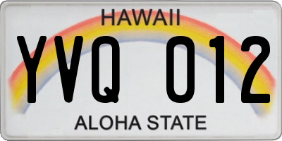 HI license plate YVQ012