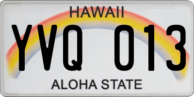 HI license plate YVQ013