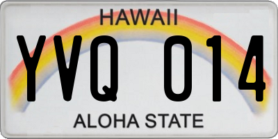 HI license plate YVQ014