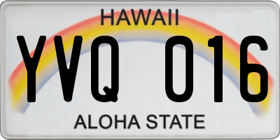 HI license plate YVQ016