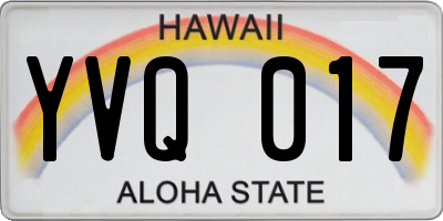 HI license plate YVQ017