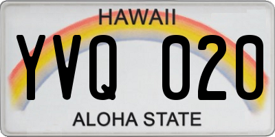 HI license plate YVQ020