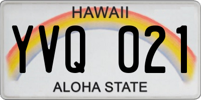 HI license plate YVQ021