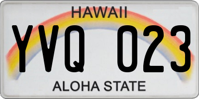 HI license plate YVQ023