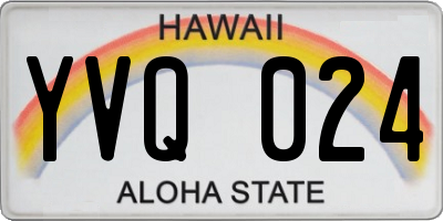 HI license plate YVQ024