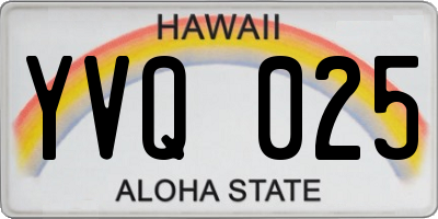 HI license plate YVQ025