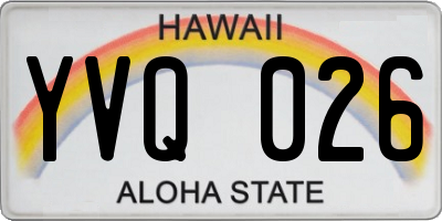 HI license plate YVQ026