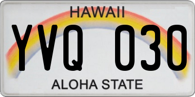 HI license plate YVQ030