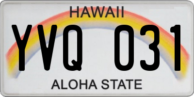 HI license plate YVQ031