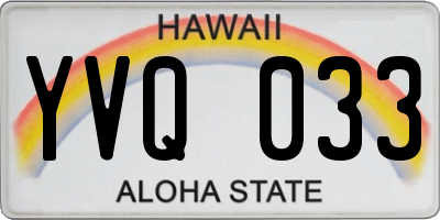 HI license plate YVQ033