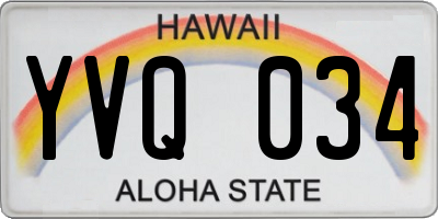 HI license plate YVQ034