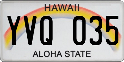 HI license plate YVQ035