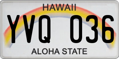 HI license plate YVQ036