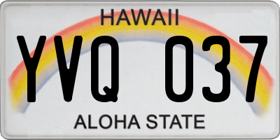 HI license plate YVQ037