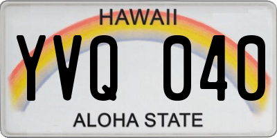 HI license plate YVQ040