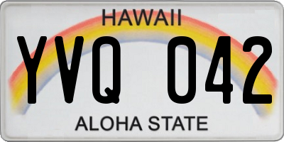 HI license plate YVQ042