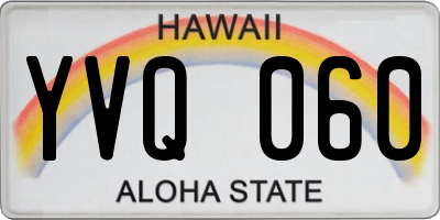 HI license plate YVQ060