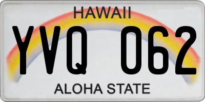 HI license plate YVQ062