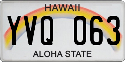 HI license plate YVQ063
