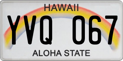 HI license plate YVQ067