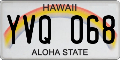 HI license plate YVQ068