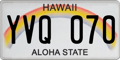 HI license plate YVQ070
