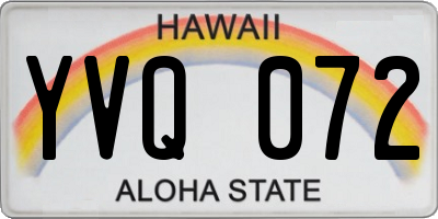 HI license plate YVQ072