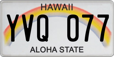 HI license plate YVQ077