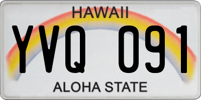 HI license plate YVQ091